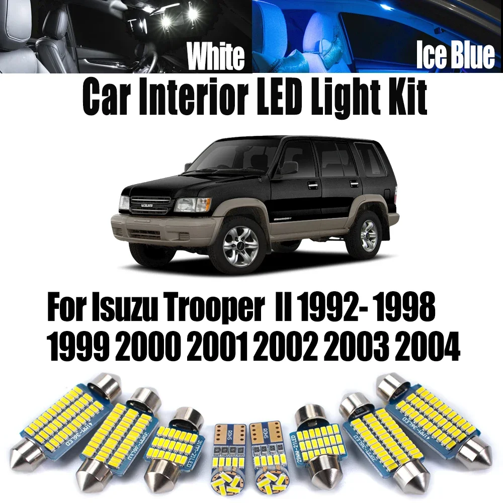 

14 шт. для Isuzu Trooper II 1992-2002 2003 2004 автомобильные аксессуары, лампы для номерного знака, светодиодный комплект внутреннего освещения с картой и куполом для чтения двери