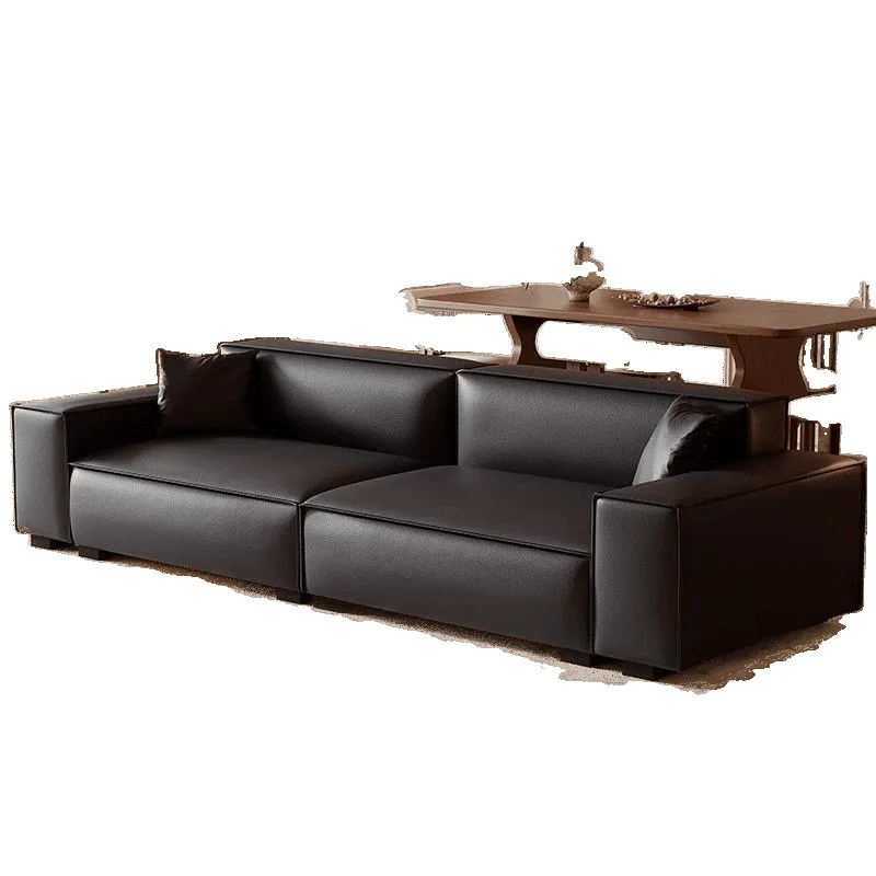 

Italian minimalist tofu block leather sofa living room modern minimalist