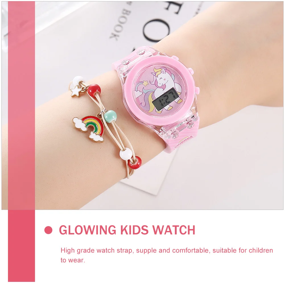 Unicorn Watch Portable Kids Glowing Silicone Electric Decorative Children Cartoon Adjustable Wrist Lovely Wear-resistant