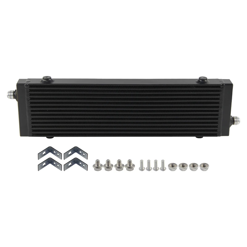 

Universal Large Bar and Plate Single Cross Flow Oil Cooler 18.5"x5.5"x1.58" Core Black/Silver