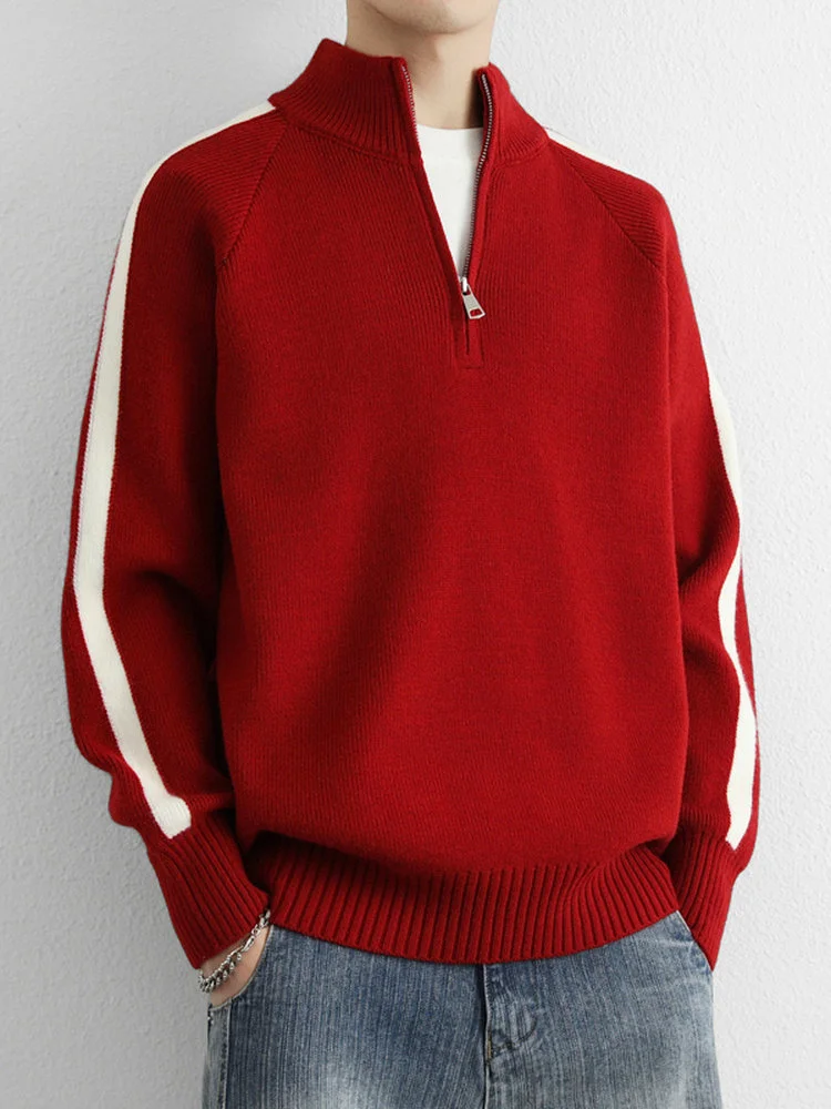 

Элитный мужской вязаный свитер с воротником-стойкой на молнии, зимний базовый слой, повседневный, модный, для зимнего сезона