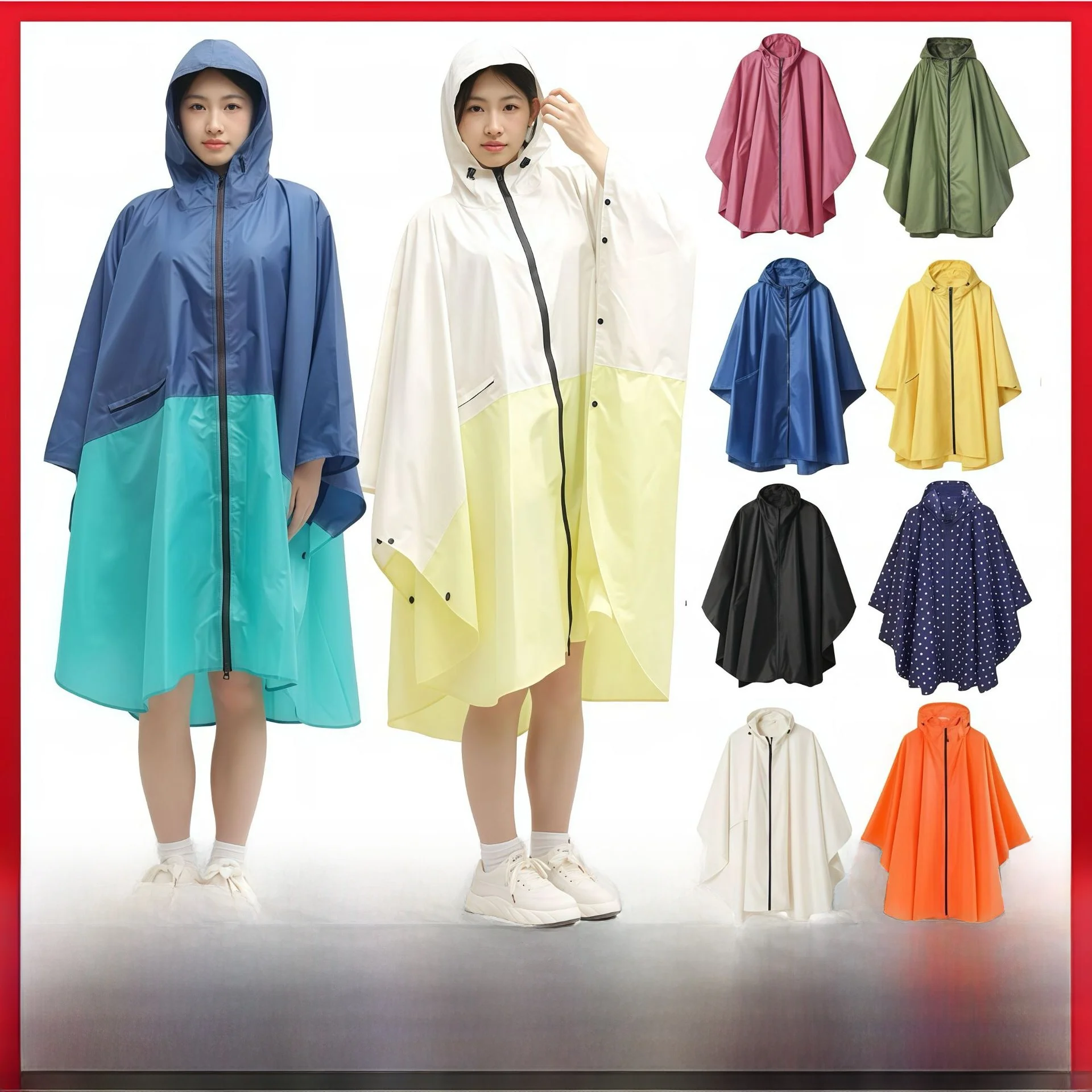 

Длинный водонепроницаемый плащ с капюшоном для женщин, модный дождевик для пеших прогулок и езды на велосипеде, мужская уличная дождевая одежда для активного отдыха