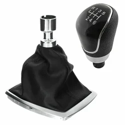 For FORD For KUGA 2008-2012 6 Speed Gear Shift Knob Lever Stick Shifter Gaiter Boot Cover Leather Gear Shift Gaiter Chrome Frame
