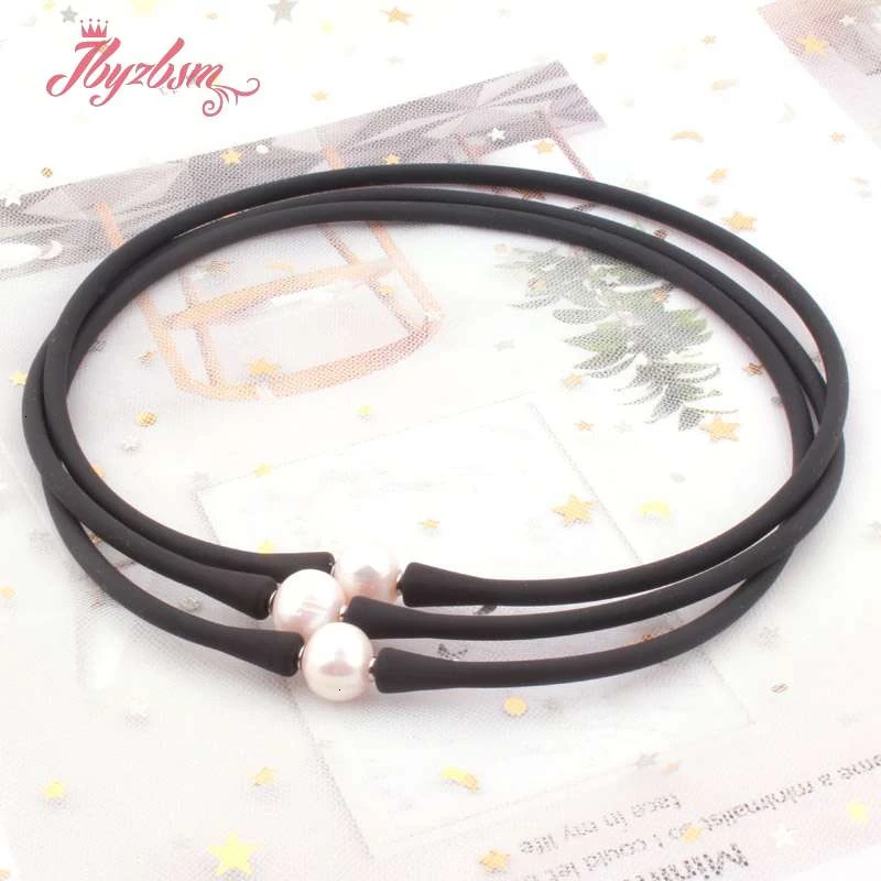 10mm Freshwater Pearl Silicone Bracelet Necklace Natural Stone Beads Casual Waterproof For Christmas Best Gift Bracelet Necklace
