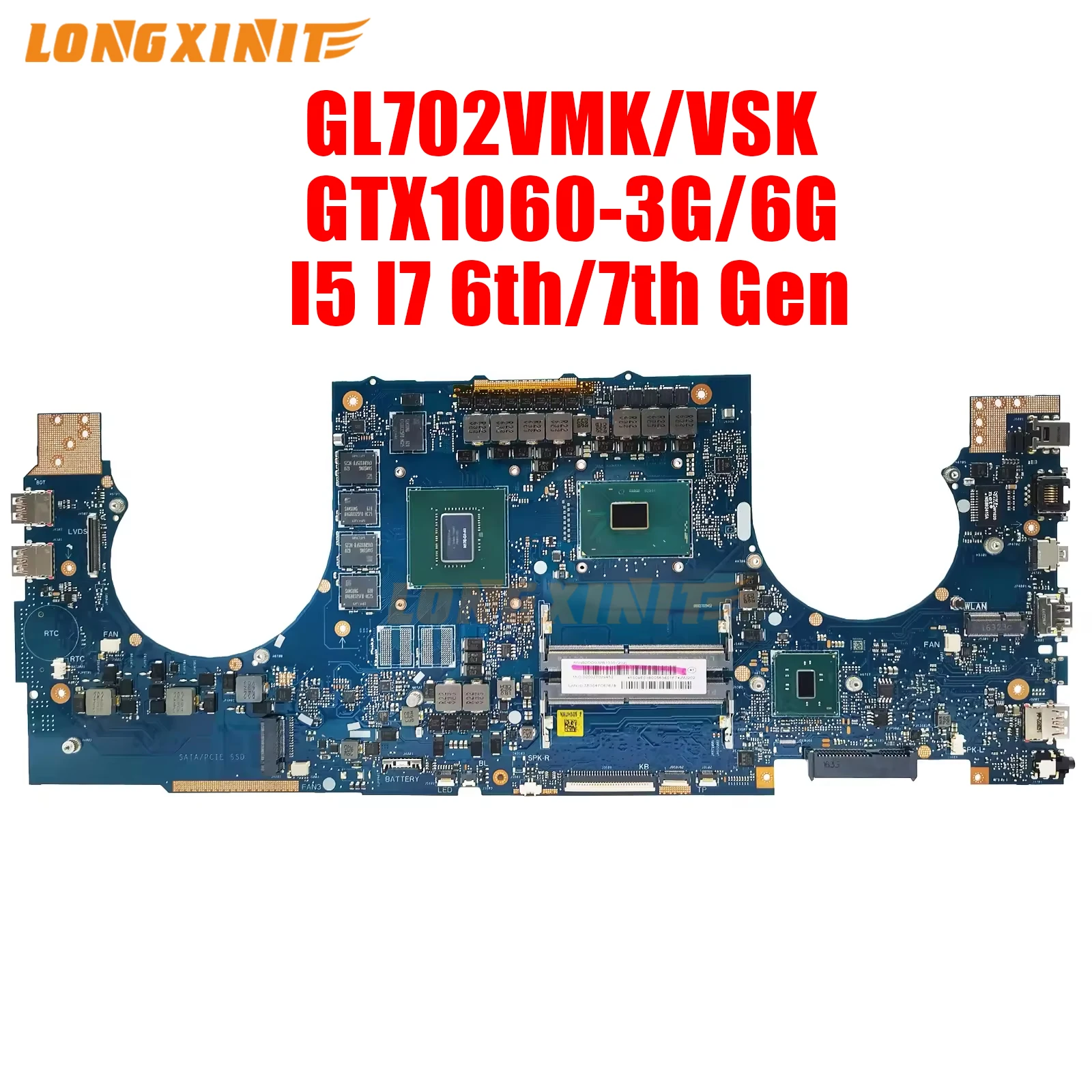 

GL702VM Материнская плата ASUS GL702VMK GL702VSK GL702VS GL702VML материнская плата для ноутбука I5 I7 6-го 7-го поколения GPU GTX1060-3G/6G
