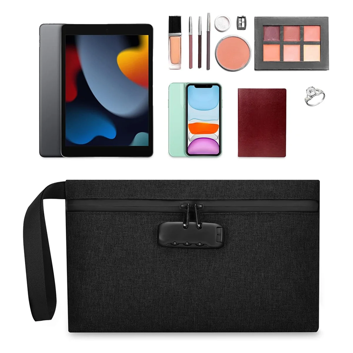 ABQR запираемый денежный мешок, денежный сейф, подходит для путешествий, банковских депозитов, кошелька, лекарств, мобильного телефона и кредитных карт