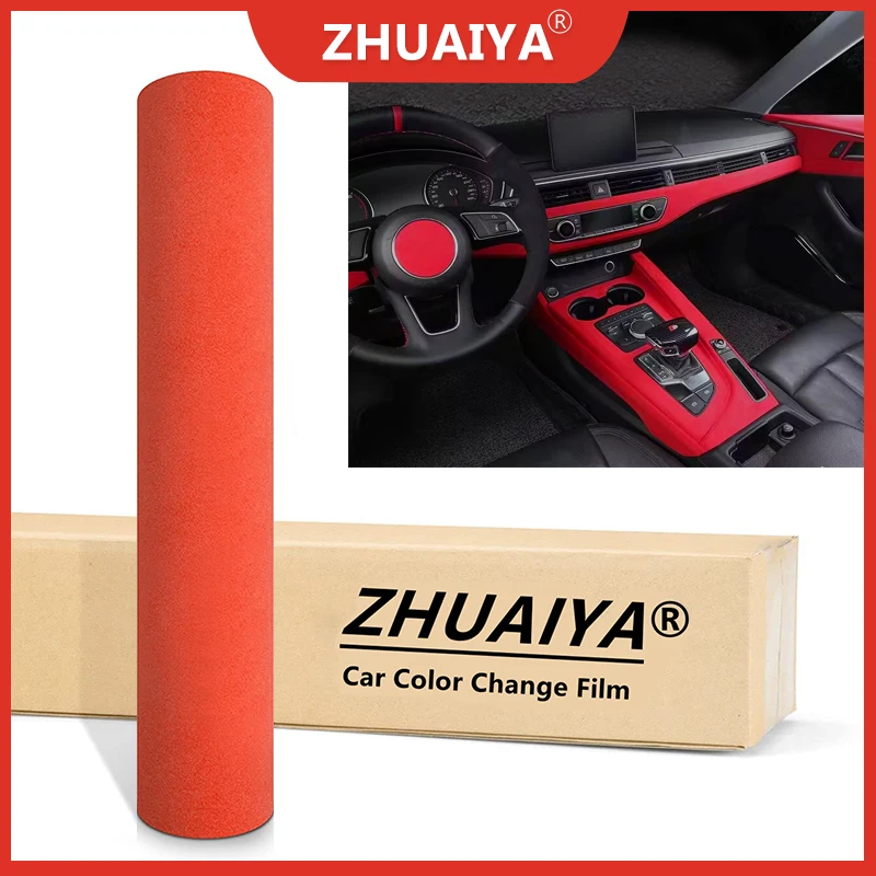 

Orange 135*15M Velvet Fabric Suede Car Vinyl Wrapping Film Change Color Sticker Self Adhesive for Protect Film Body Stickers