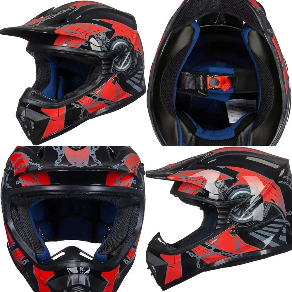 

Full Face Motocross Helmet for Adults - Off-Road, ATV, BMX, MX - DOT Approved, Model 128S (Red/Black, X-Large)