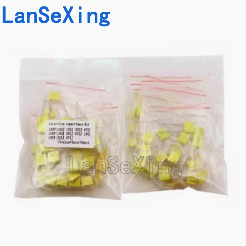 Correction capacitor pack 100V 102 332 472 103 473 104J 10 types each with 5 mixed sample packs