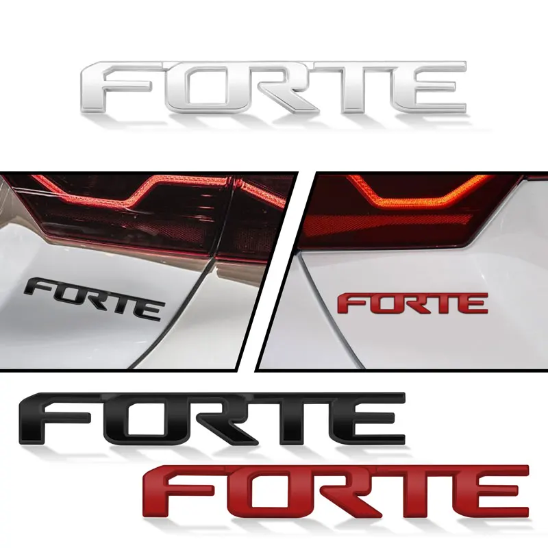 Autocollant de carrosserie de voiture en métal chromé 3D, Logo de lettre FORTE, emblème latéral de garde-boue, Badge de coffre arrière, décor, accessoires automobiles