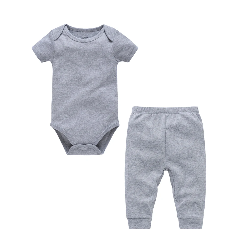 

Kavkas Baby Clothes 2 Pcs/lot Bodysuit + Pants 100% Cotton Solid Grey Design Newborn Clothing 0-12 months Outwear