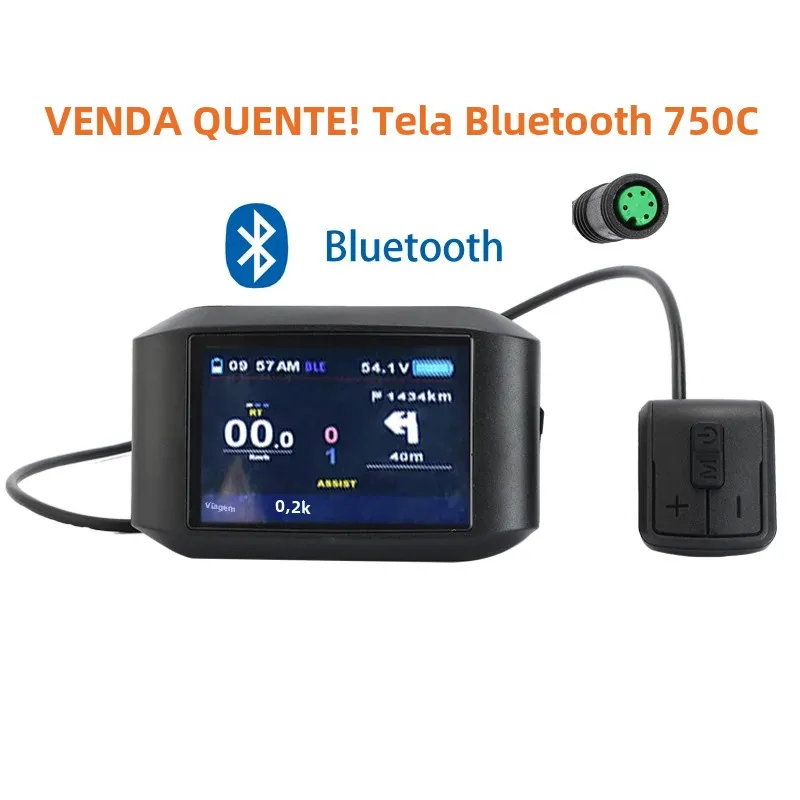 Tela lcd 750c para bafang bbs01 bbs02 bbshd painel de controle de velocímetro de motor médio ebike (função bluetooth opcional)