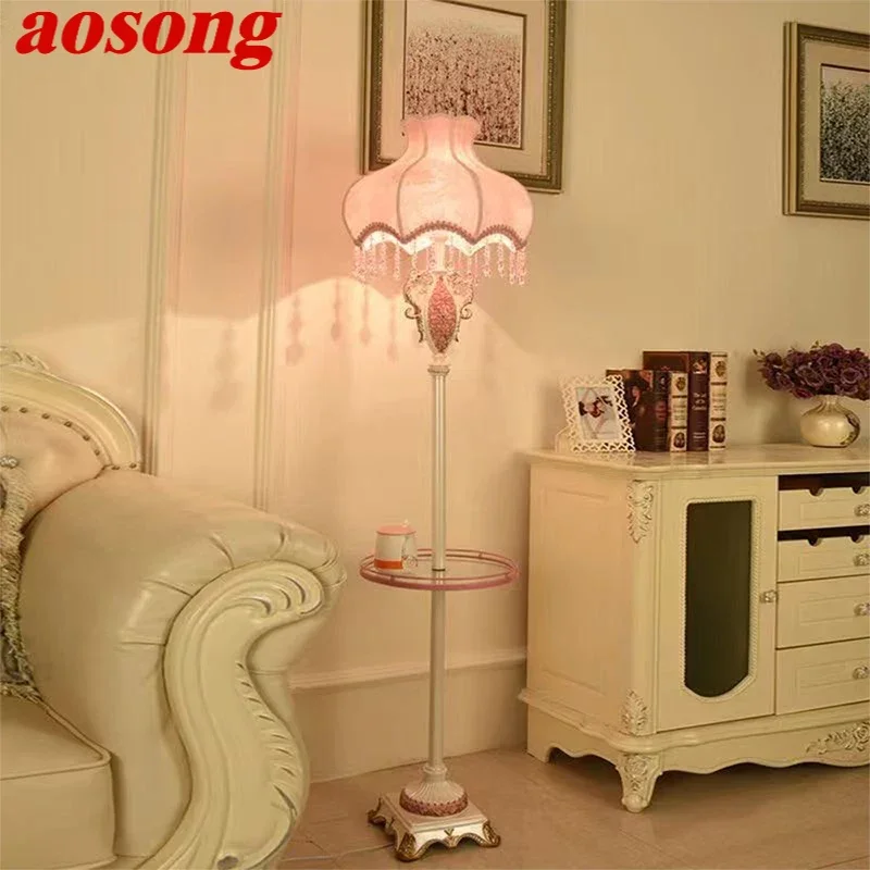 AOSONG European Floor lamp Luxurious Living Room Bedroom Study Villa Hotels LED Warm Creativity Floor lamp Next To Sofa