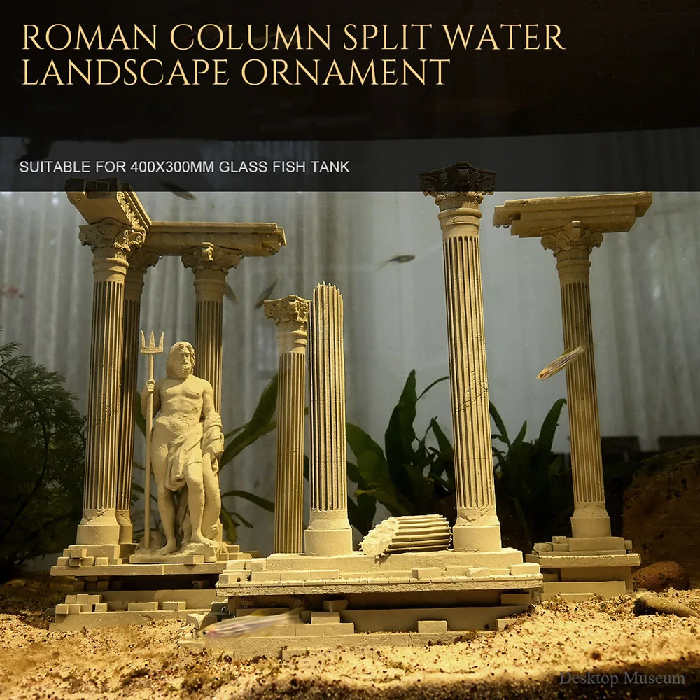 H185mm Roman Column Split Water Landscape Ornament Resin Figurine Statue Decoration Craft Gift