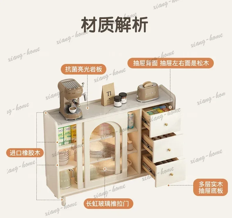 PG Cream Style Small Apartment Sideboard 30cm Ultra-Thin Kitchen Solid Wood  Wall Side Storage