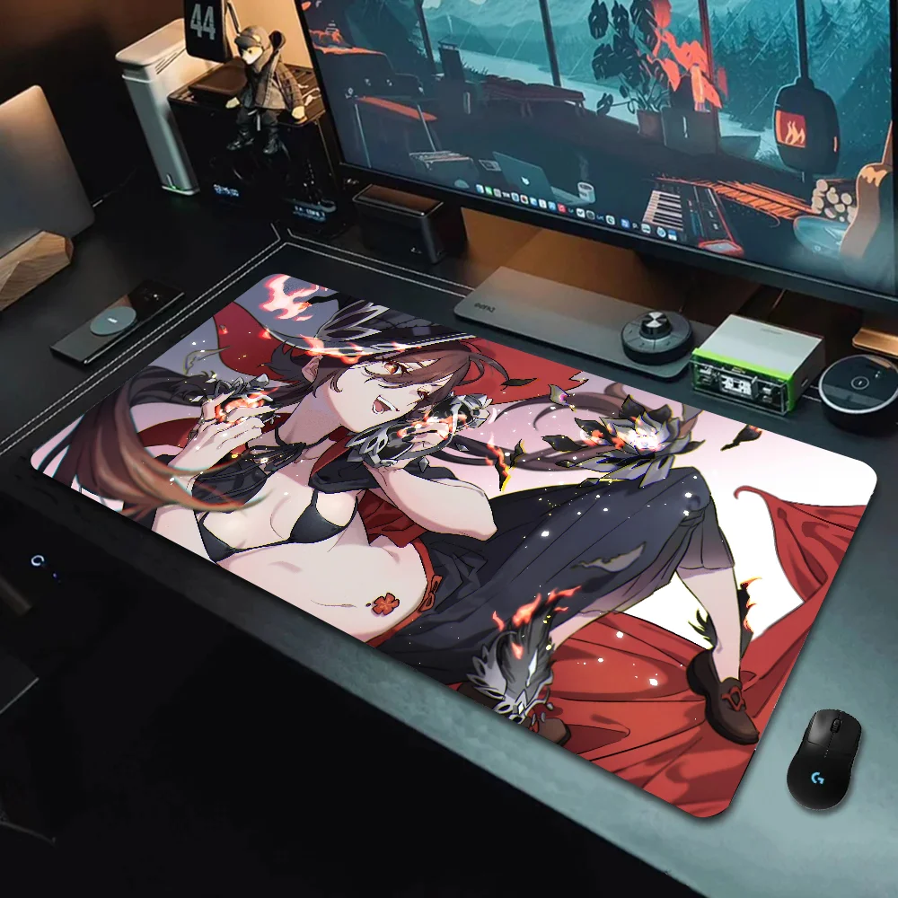 Game Anime Genshin Impact Hu Tao Mousepad Desk Mat Gaming Accessories Large Gaming Mouse Pad XXL Non-Slip Rubber Game Computer