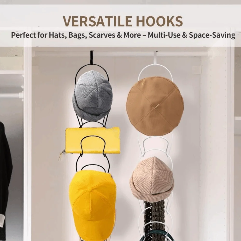 5pcs Stable Baseball Cap Door Hanging Rack Sturdy Rust-resistant Hat Display Holder Space Saving Stackable Hat Storage Rack