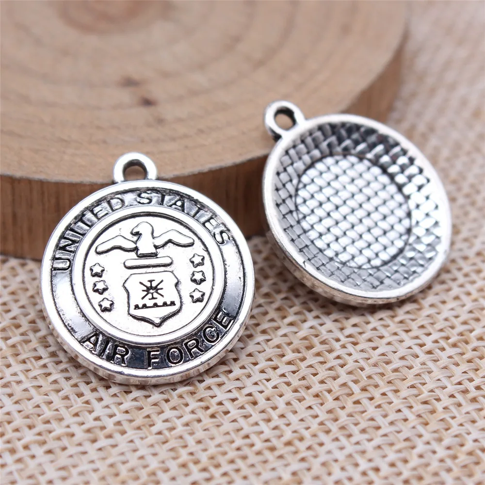10pcs 20x23mm Antique Silver Color U.S. Army Police Identification Signage Pendants DIY Jewelry Making Accessories