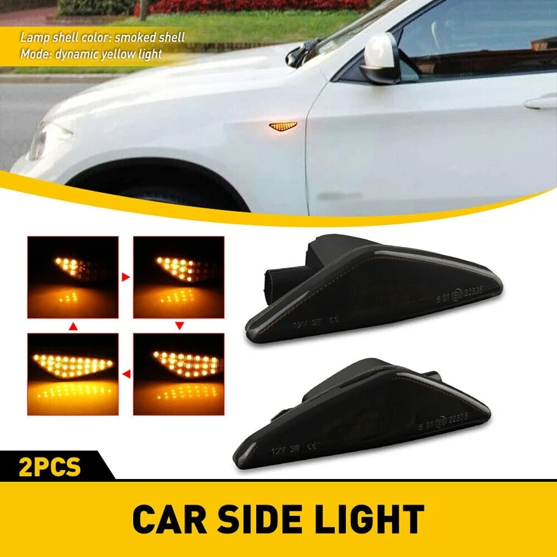 

2Pcs Car Dynamic Sequential LED Front Fender Side Marker Blinker Lamp for BMW 5 Series E39 1995-2003