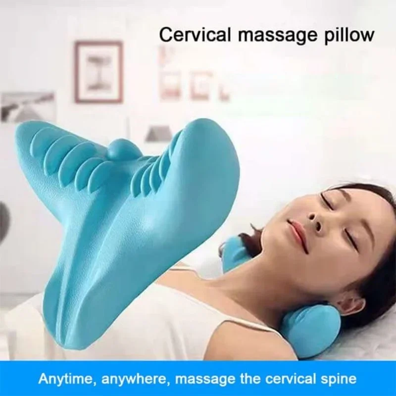 Neck Pillow Massager Neck Shoulder Stretcher Massager Relaxer Cervical Chiropractic Traction Device Pillow for Pain Relief