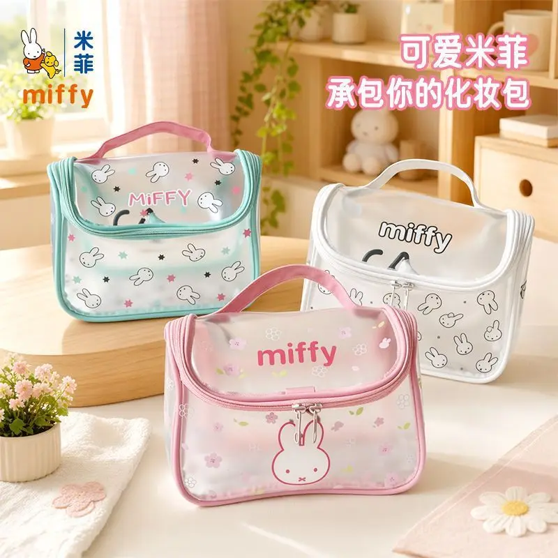 Cartoon Miffy Rabbit Transparent Makeup Bag Cute and High Beauty Makeup and Storage Portable Handheld Girl's Festival Gift