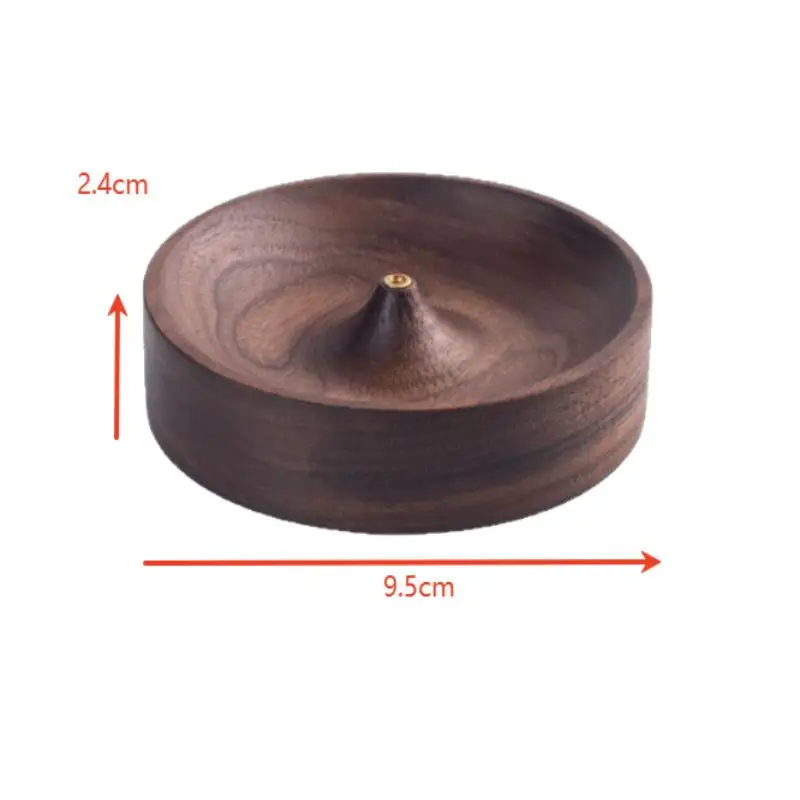 1Pc North American Black Walnut Solid Wood Incense Stick Tea Ceremony Round Incense Burner Agarwood Tray Holder Home Decor.