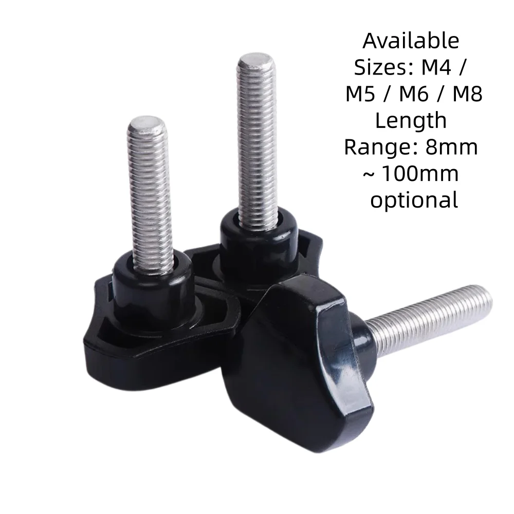 Triangle Bakelite Hand Knob Screws M4 M5 M6 M8 304 Stainless Steel Thumb Bolts L8-100mm Hand Tighten