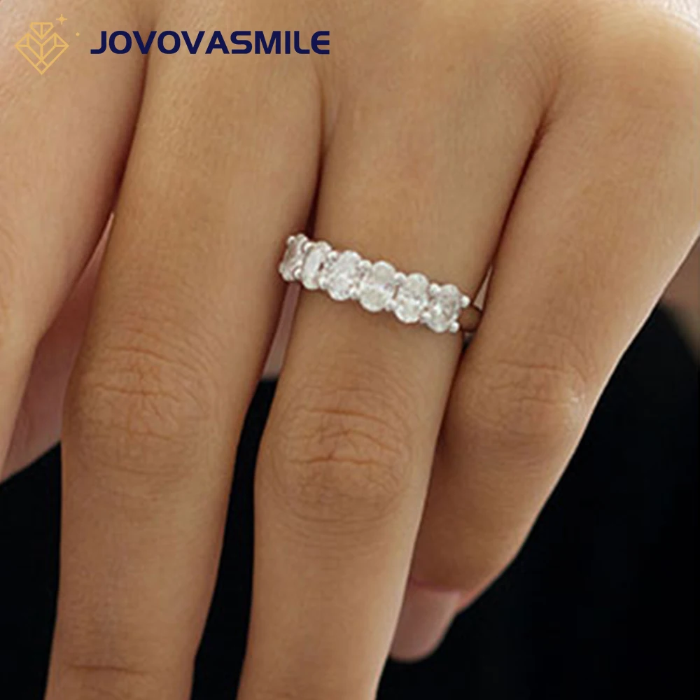 

JOVOVASMILE Fine Jewelry Moissanite Engagement Band 925 Silver Each 0.22ct Oval Shape Perfectly Matched Oval Diamonds Rings