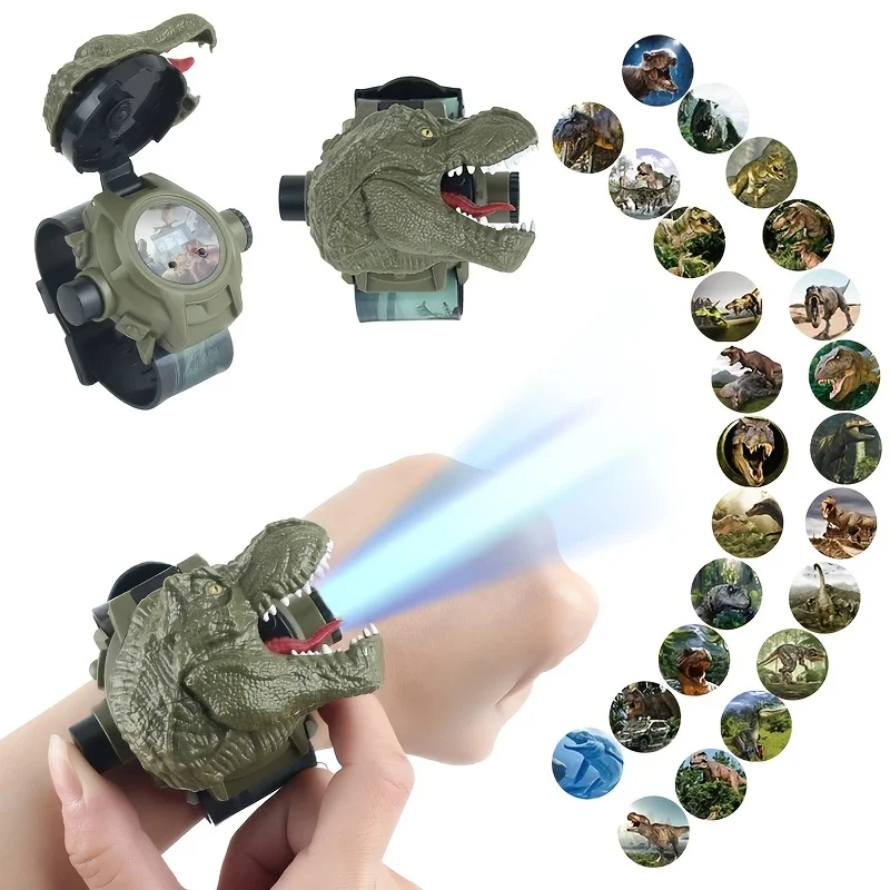 Jurassic dinosaur projection flip watch with 24 patterns