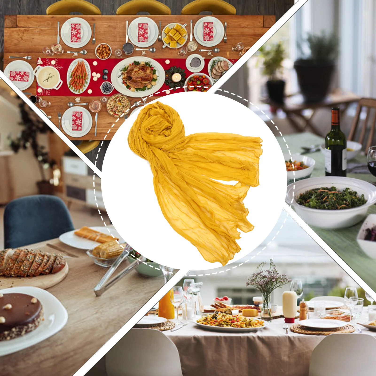 

2Pcs Boho Table Runner Decorative Polyester Cloth for Wedding Birthday Party Farmhouse Beach Table Festive Event Decoration