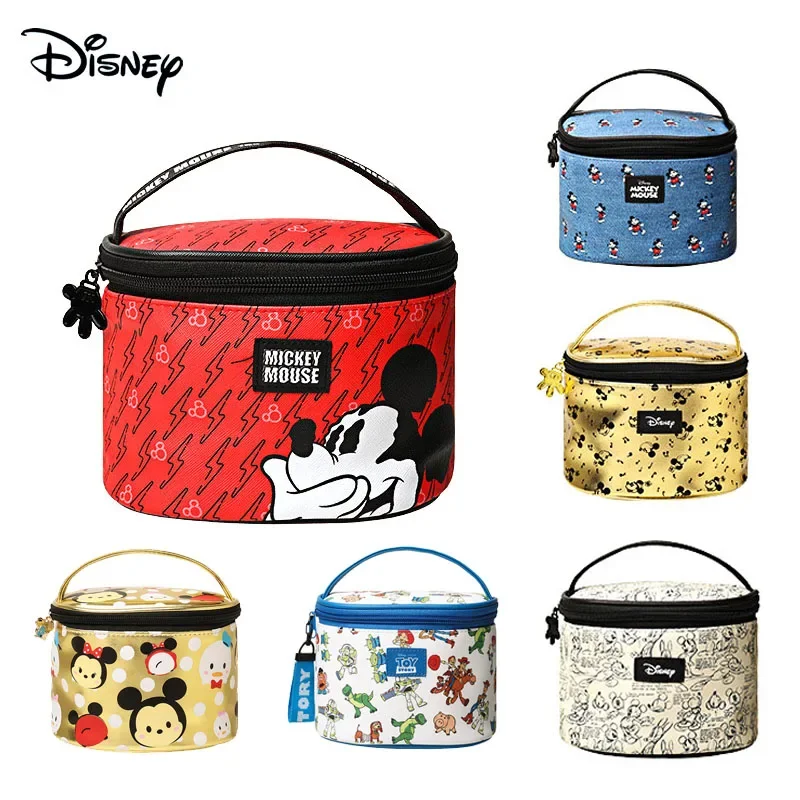 New Genuine Disney Girls PU Makeup Bags Mickey Minnie Princess Stationery Box Cosmetic Bags Girls Birthday Gift Beauty Bag