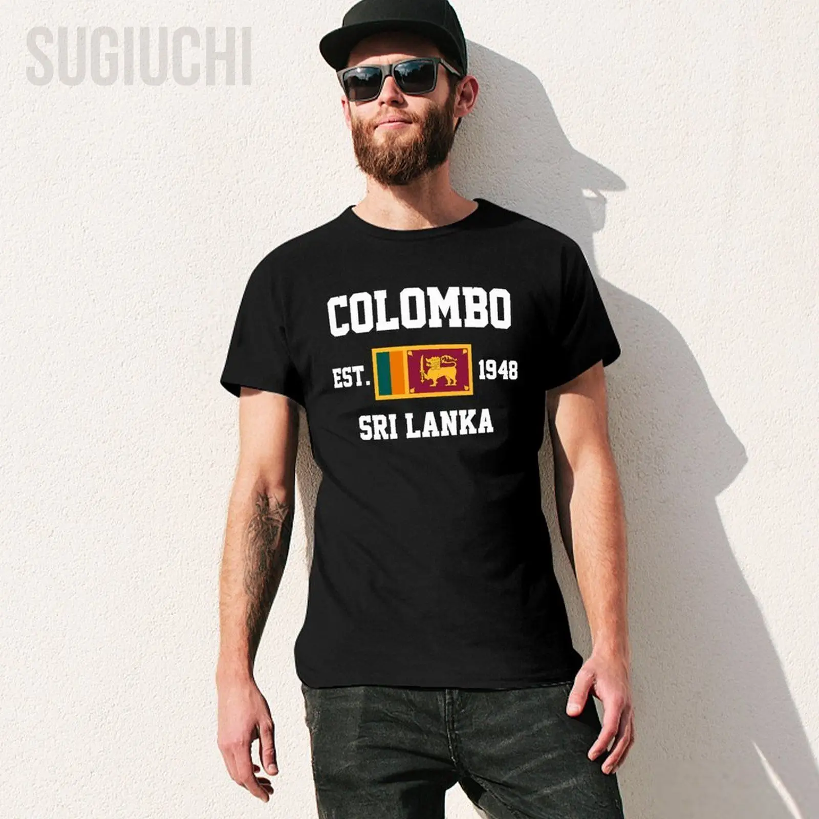 Flag of Sri Lanka EST.1948 Colombo Men Tshirt Tees T-Shirt O-neck T Shirts Women Boys Clothing 100% Cotton