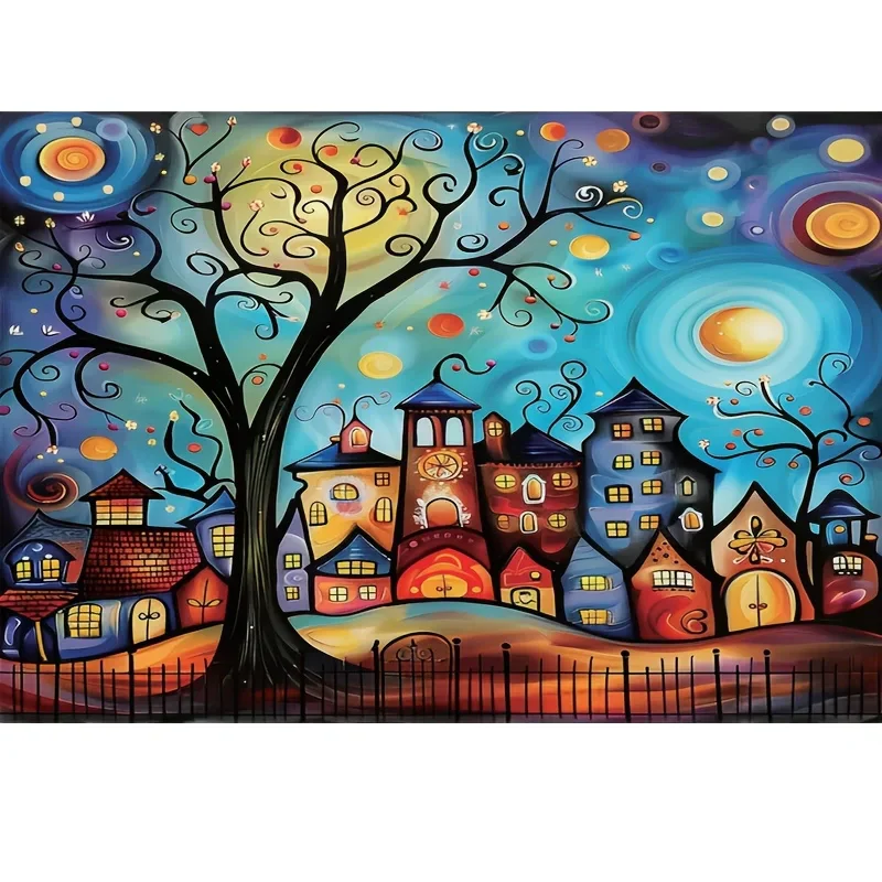 Mini tamanho quebra-cabeça 1000 peças torcido redemoinho 38x26cm arte abstrata surreal, desafio de dobra mental para adultos para decoração de casa moderna