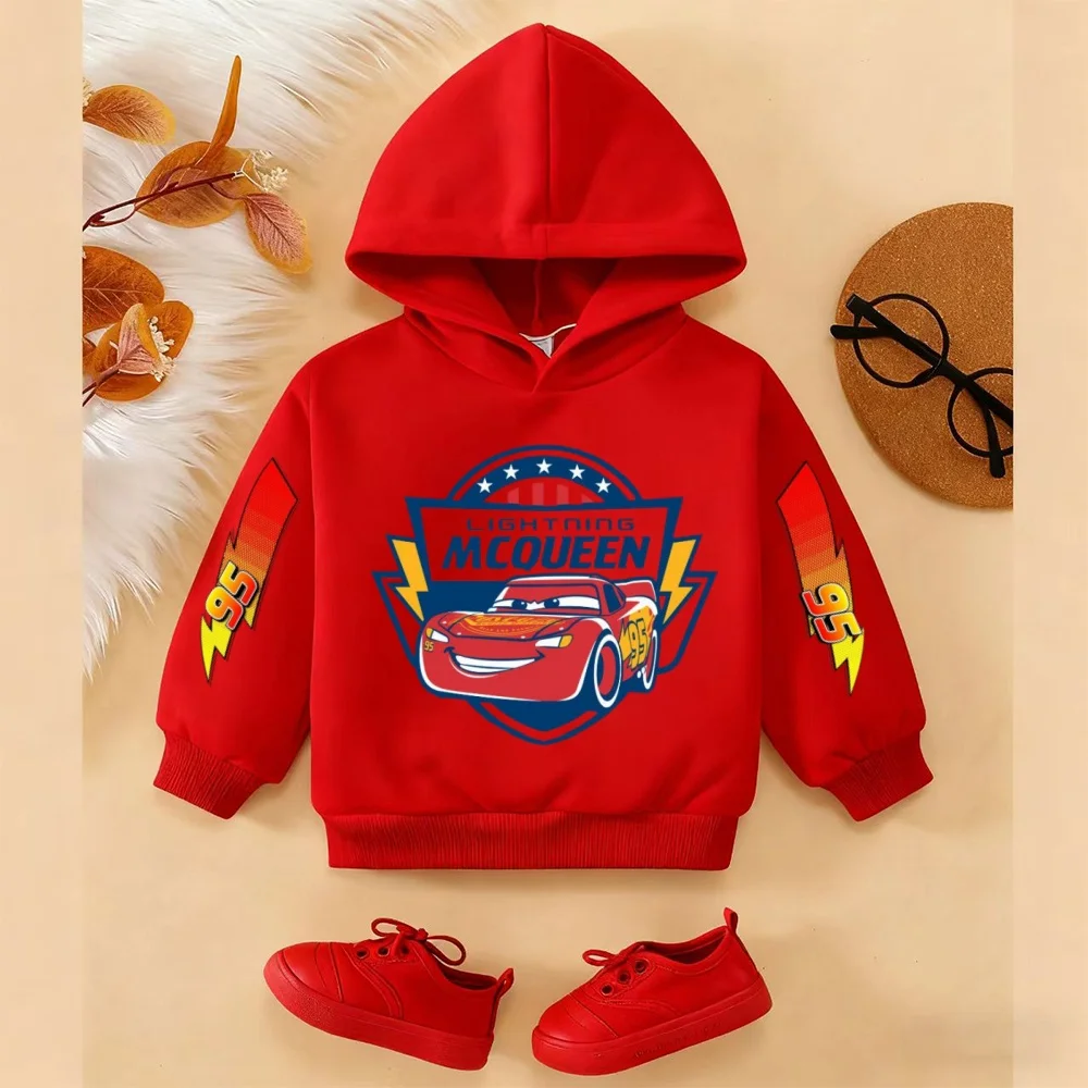 

Fall/Winter 2026 Disney Cars Lightning McQueen Theme 100% Cotton Printed Hoodie Hoodie Boys and Girls Parent-child Tops Y2k