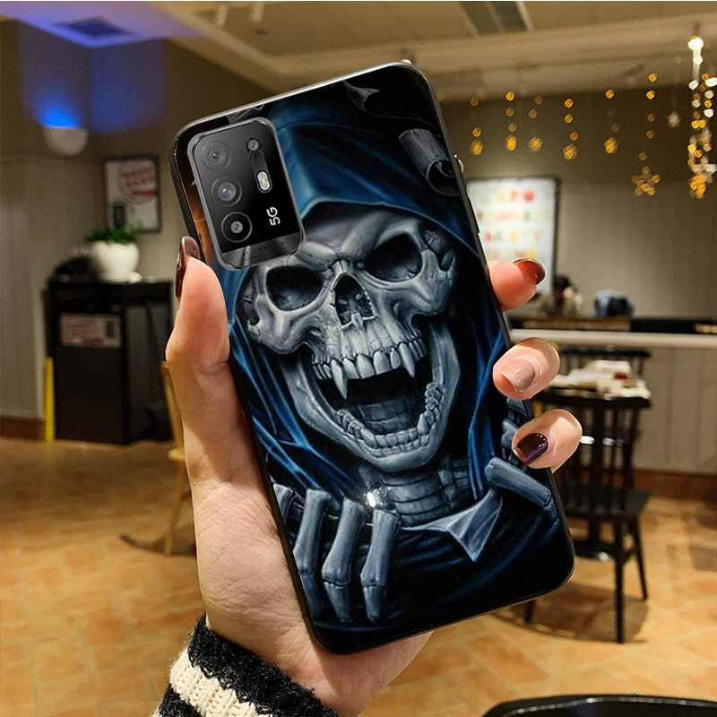 غريم ريبر الجمجمة جراب هاتف ل ممن لهم A54 A74 A94 A53S A9 A5 A15 A16 A91 A96 A76 Reno8 8Pro Reno2 Z