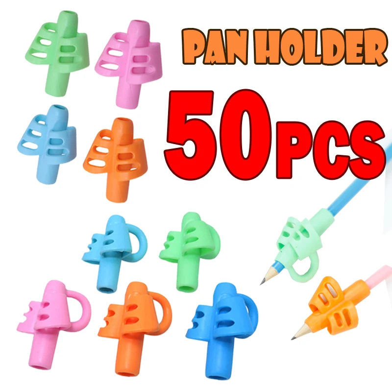 

50pcs Pen Holder Writing Pencils For Children To Learn Practice Silica Gel Pen Assisted Pen Holding Posture Corrector Students