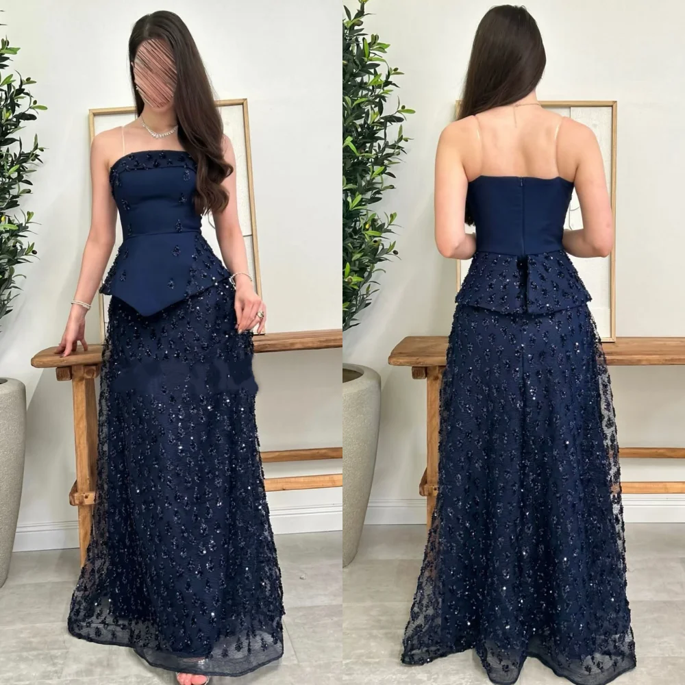 

Модные классические джерси с блестками по индивидуальному заказу, плиссированные трапециевидные длинные платья без бретелек, платья на заказ, доступны подходящие размеры