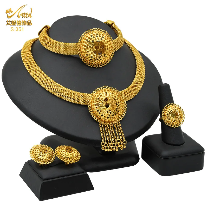 Irregular Diamond-Studded 4-Piece Set Wedding 24K Gold AU999 Women - AU999 valuable, beautiful and worthwhile bridal set