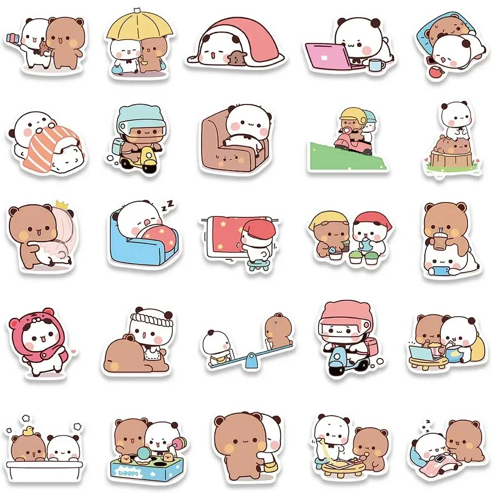 50pcs Bubu and Dudu Stickers Cute Bear Couple DIY Toy Doodles Decorative Graffiti Decal Phone Bottles Scrapbook Waterproof