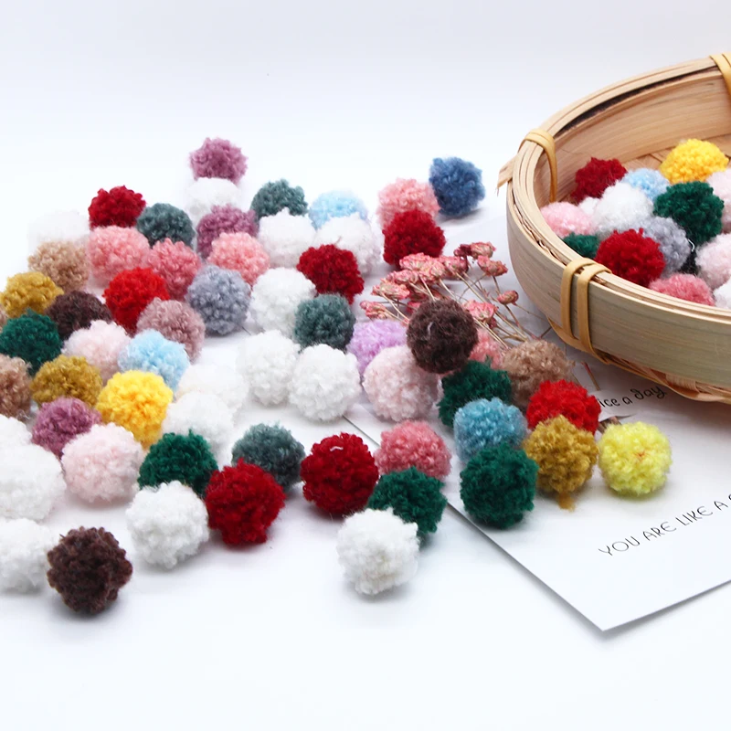 

50-100Pcs/Lot 15mm Multicolor Teddy Fluffy Pom Plush Balls MINI Fringe Knitted Wedding DIY Craft Headwear Kids Hair Accessories