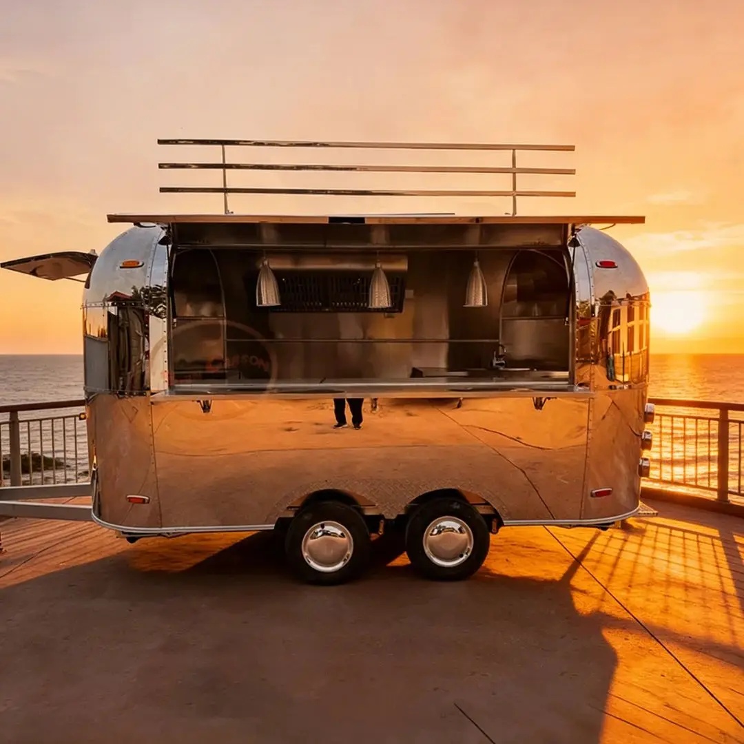 

Customizable Stainless Steel Towed Food Cart Mobile Kitchen Trailer for Fast Food Coffee Ice Cream Street Events