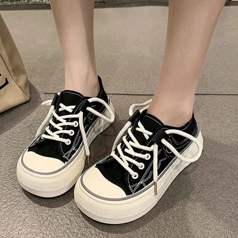 Cute Big Head Canvas Shoes Spring Women Sneakers Two Wear Thick Bottom Board Shoes Retro Students Tennis Sport Shoes Zapatillas