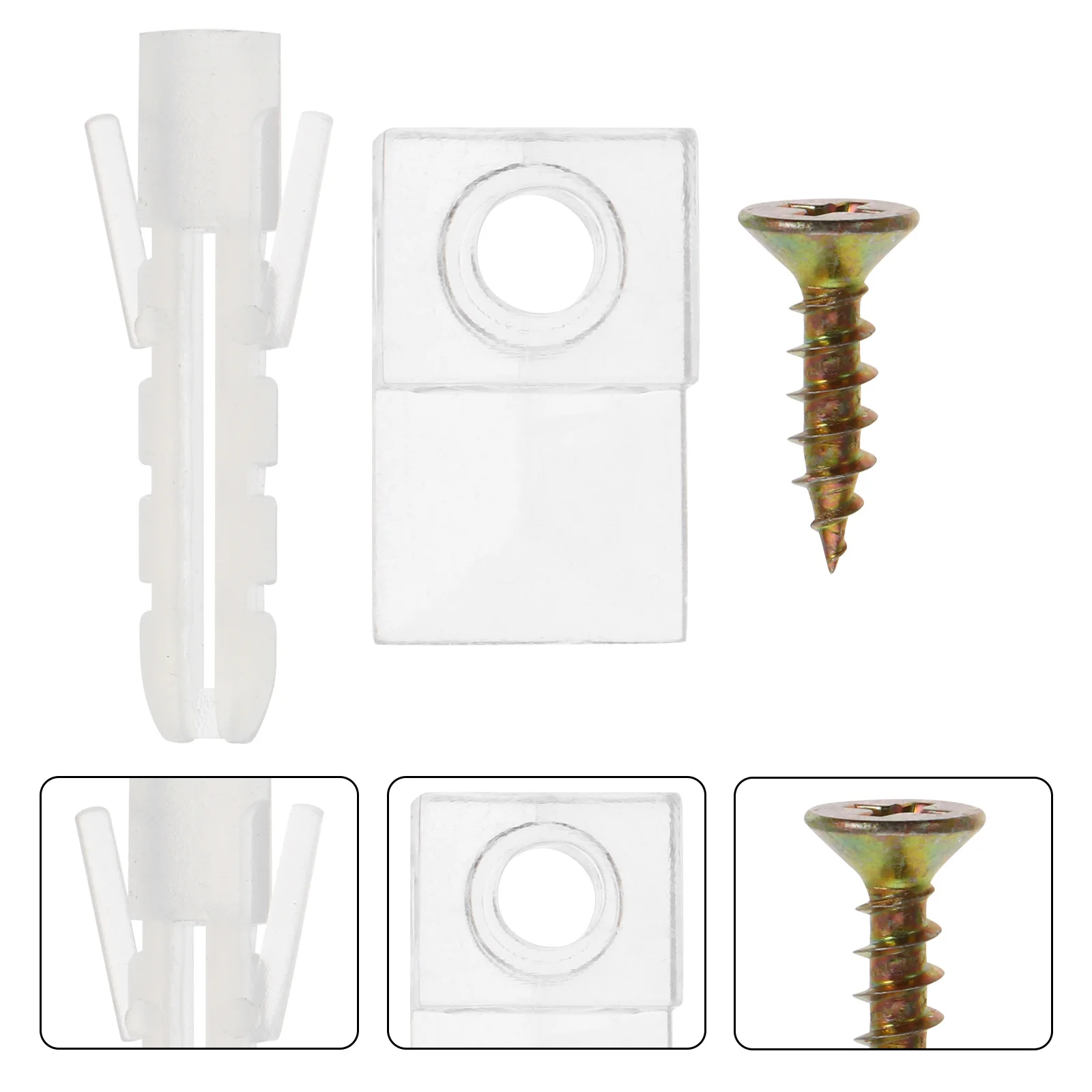 

20Sets Glass Mirror Clamps Plastic Rustproof Waterproof Holders for Bathroom Wine Cabinets Display Shelves Glass Shelf Fixing