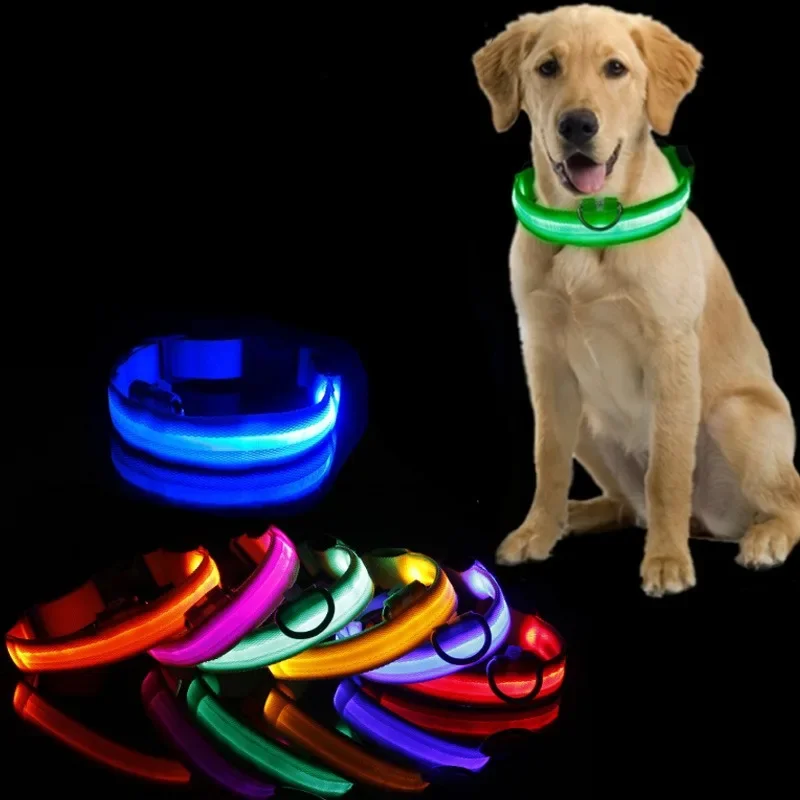 Led Dog Collar Light Anti-lost For Dogs Puppies Night Luminous Supplies Pet Products Accessories USB Charging/Battery