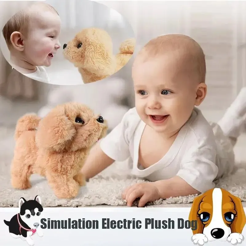 Realista Plush Simulation Smart Dog Toy para crianças, pode andar e chamar, elétrico Plush Robot, Pet Dog, Toddler presente de Natal