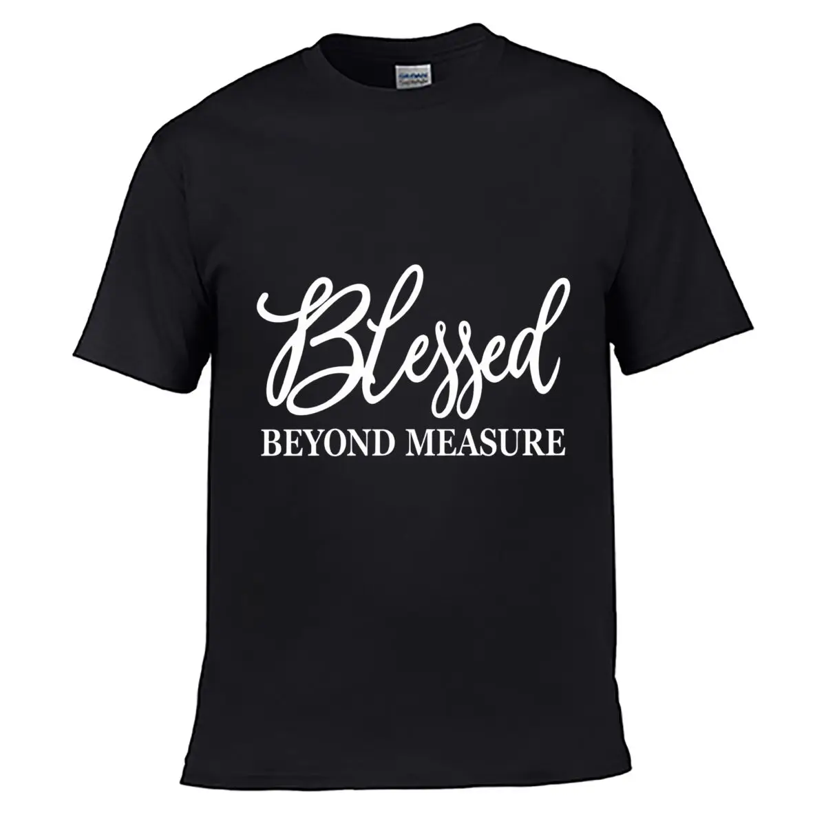 Blessed Beyond Measure Inspirational Lettering Design short-sleeved T-shirt Casual Tee