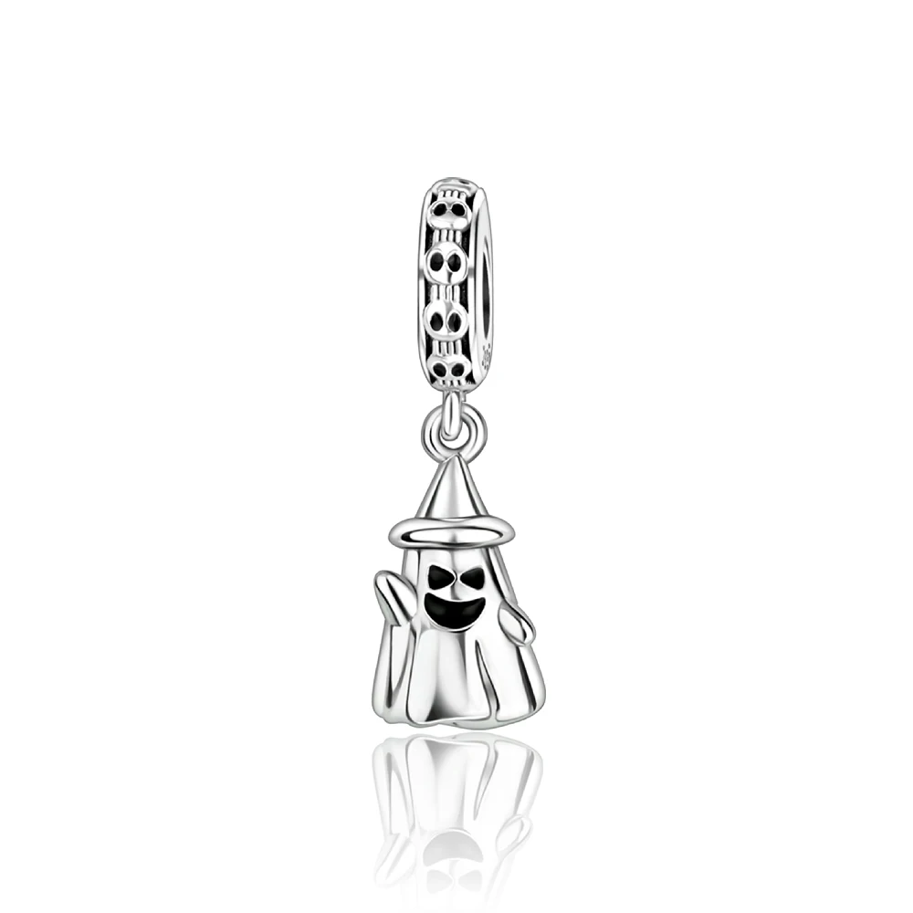 

Ahthen 925 Sterling Silver Hot Sale Beads Ghost Skull Dangle Charm fit Snake Chain Bracelets Necklaces for Women Jewelry Making