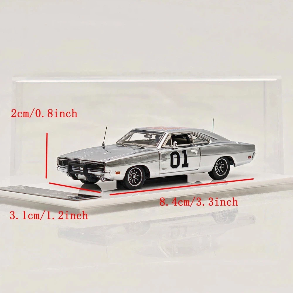 1:64 1969 Charger General Lee Limited Chrome Silver & Chrome Silver-Gray Edition Diecast Model Car Auto Gift Mini Forge view 4