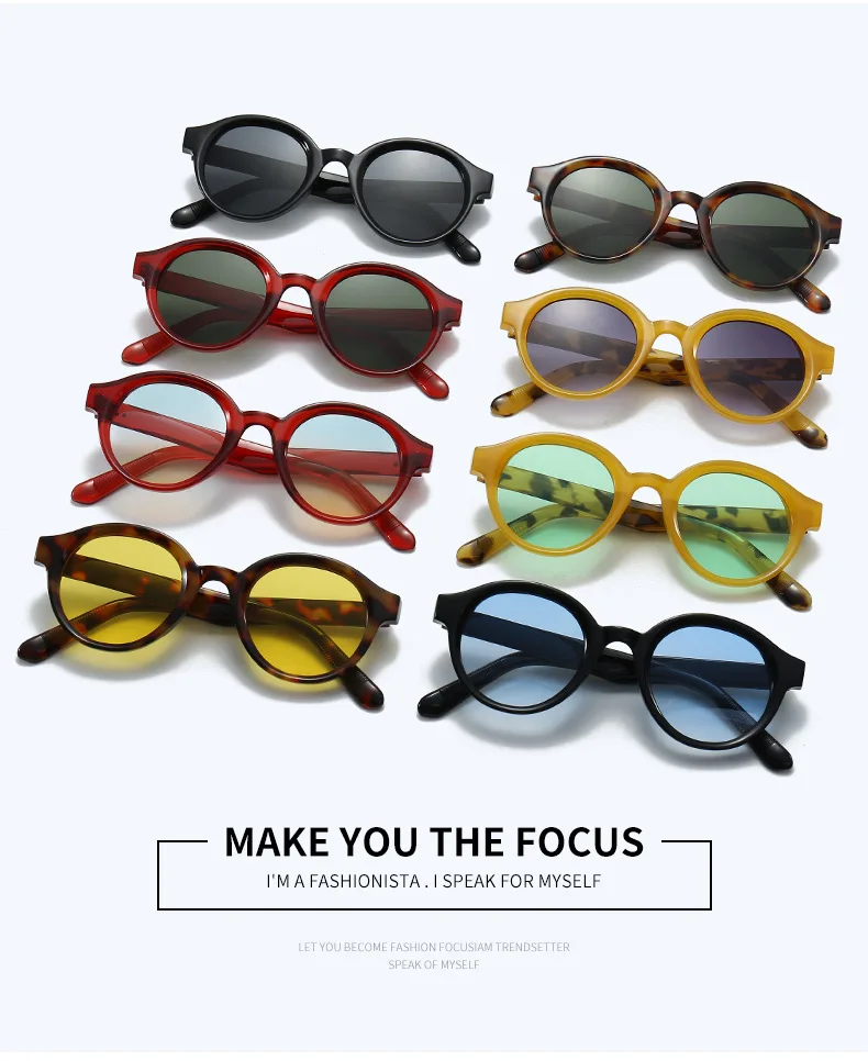 JNPCXI Runde Vintage Candy Farbe Sonnenbrille Frauen Fashion Shades Männer Trend Nieten Sonnenbrille Leopard Gelb Brillen – Detail 4
