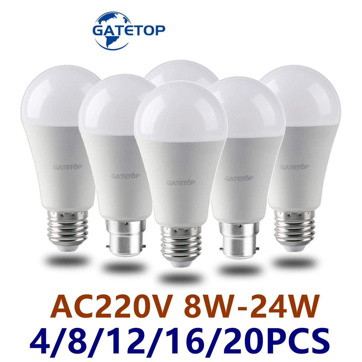 4/8/12/16/20Pcs Led-Lamp Ac 220V B22 E27 Hoog Lumen Zonder Stroboscoop 3000K/4000K/6000K Licht Voor Thuis-En Andere Interieurverlichting